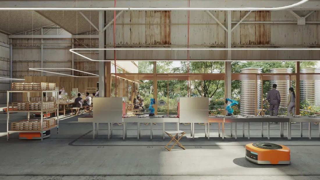 Automated Knitting Facility, Production Floor Vision — CGI Video Still: Studio Ee. Mads Bjørn Christiansen